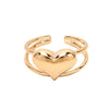 Women's Electroplated Metal Open Heart Ring Simple Retro Geometric Adjustable Finger Ring Ins Style Jewelry