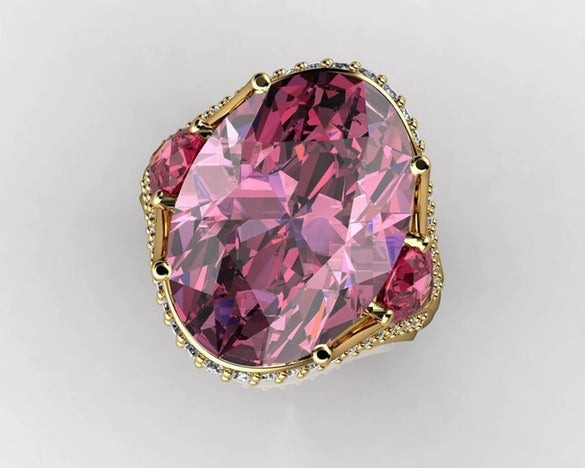 Women's Electroplated Metal Pink Zircon Ring With Geometric Constellation Design Sweet Cool Style Jewelry
