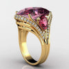 Women's Electroplated Metal Pink Zircon Ring With Geometric Constellation Design Sweet Cool Style Jewelry
