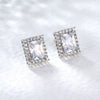 Women's Electroplated Metal Rhombus Earrings With Zircon Inlay Fashion Geometric Statement Earrings