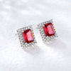 Women's Electroplated Metal Rhombus Earrings With Zircon Inlay Fashion Geometric Statement Earrings