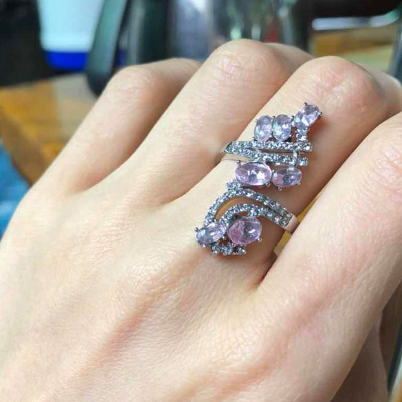 Women's Electroplated Metal Ring With Multicolor Zircon Inlay Geometric Natural Style Fashion Jewelry Accessory