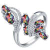 Women's Electroplated Metal Ring With Multicolor Zircon Inlay Geometric Natural Style Fashion Jewelry Accessory