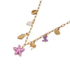 Women's Electroplated Stainless Steel And Titanium Steel Necklace With Turtle And Fish Ceramic Pendant
