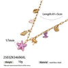 Women's Electroplated Stainless Steel And Titanium Steel Necklace With Turtle And Fish Ceramic Pendant