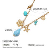 Women's Electroplated Stainless Steel And Titanium Steel Necklace With Turtle And Fish Ceramic Pendant