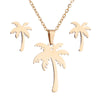 Women's Electroplated Stainless Steel Coconut Tree Necklace And Earrings Set With Ochain Design
