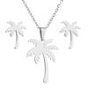 Women's Electroplated Stainless Steel Coconut Tree Necklace And Earrings Set With Ochain Design