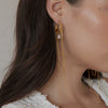 Women's Electroplated Stainless Steel Cshaped Tassel Earrings With Geometric Design And Sparkling Zircon Pendant