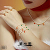 Women's Electroplated Stainless Steel Deer Bead Necklace And Bracelet Set With Imitation Pearls Cute Cartoon Jewelry Gift
