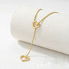 Women's Electroplated Stainless Steel Double Heart Y Shaped Necklace With Regular Chain In Light Luxury Style