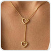 Women's Electroplated Stainless Steel Double Heart Y Shaped Necklace With Regular Chain In Light Luxury Style