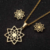 Women's Electroplated Stainless Steel Flower Earrings And Necklace Jewelry Set Wholesale