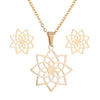 Women's Electroplated Stainless Steel Flower Earrings And Necklace Jewelry Set Wholesale
