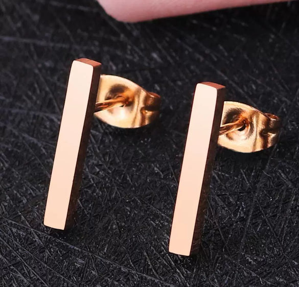 Women's Electroplated Stainless Steel Geometric Bar Drop Earrings Simple Fashion Jewelry Wholesale