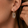 Women's Electroplated Stainless Steel Geometric Teardrop Double Hoop Clipon Earrings With Zircon Accents