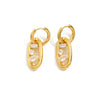 Women's Electroplated Stainless Steel Geometric Teardrop Double Hoop Clipon Earrings With Zircon Accents