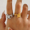 Women's Electroplated Stainless Steel Open Ring With Starfish Shape Vintage Irregular Texture Minimalist Style