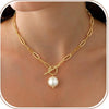 Women's Electroplated Stainless Steel Paperclip Chain Necklace With Geometric Clasp In Simple Sweet Cool Style