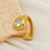Women’s Electroplated Stainless Steel Ring With Zircon Inlay Irregular Open Geometric Design For Wholesale Jewelry