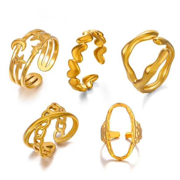 Women's Electroplated Stainless Steel Vintage Heart Ring With Geometric Line Pattern