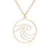 Women's Electroplated Stainless Steel Wave Pendant Necklace With Geometric O Chain Natural Casual Jewelry Accessory