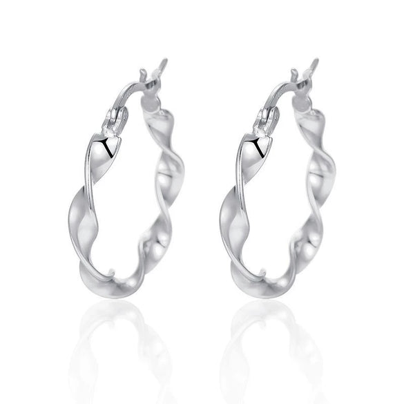 Women's Electroplated Sterling Silver Flower Earrings With Twisted Design Fashion Jewelry Wholesale