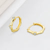 Women's Electroplated 925 Sterling Silver Geometric Bamboo Shaped Hoop Earrings With Ear Buckle