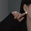 Women's Electroplated Sterling Silver Geometric Earrings With Six Pointed Star And Square Design Retro Light Luxury Style