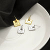 Women's Electroplated Sterling Silver Geometric Earrings With Six Pointed Star And Square Design Retro Light Luxury Style
