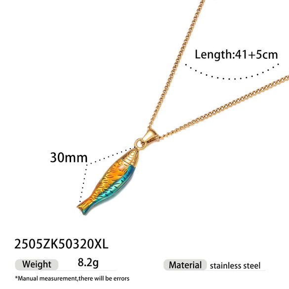 Women's Electroplated Titanium Steel Animal Shaped Necklace With Fish Pendant