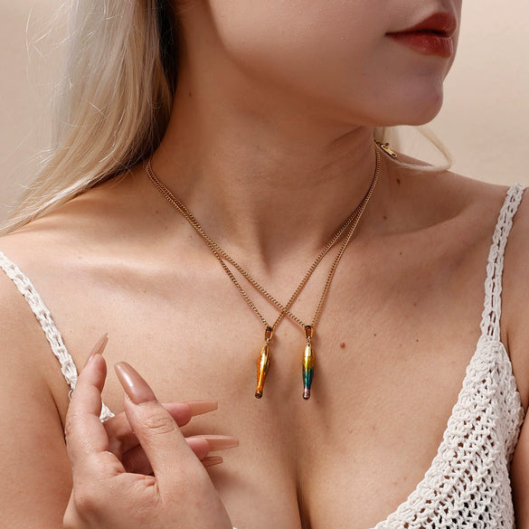 Women's Electroplated Titanium Steel Animal Shaped Necklace With Fish Pendant