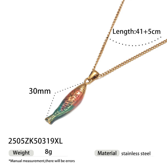Women's Electroplated Titanium Steel Animal Shaped Necklace With Fish Pendant