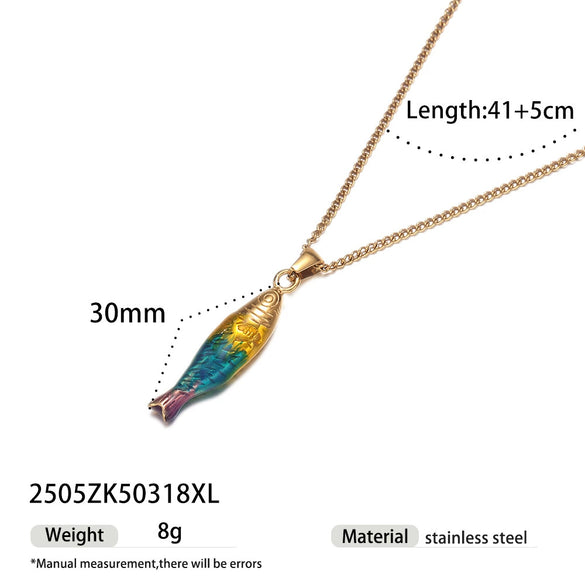 Women's Electroplated Titanium Steel Animal Shaped Necklace With Fish Pendant