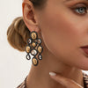 Women's Electroplated Zinc Alloy Teardrop And Oval Rhinestone Tassel Earrings With Stainless Steel Posts Geometric Light Luxury Jewelry