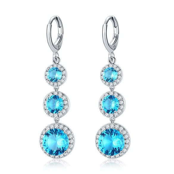 Women's Electroplated Zircon Drop Shape Necklace And Earrings Jewelry Set With Snake Bone Chain Water Drop Design