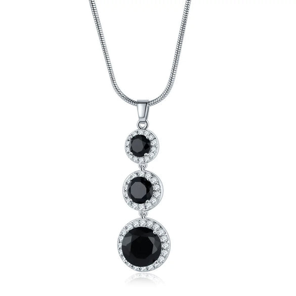 Women's Electroplated Zircon Drop Shape Necklace And Earrings Jewelry Set With Snake Bone Chain Water Drop Design
