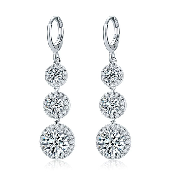 Women's Electroplated Zircon Drop Shape Necklace And Earrings Jewelry Set With Snake Bone Chain Water Drop Design