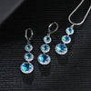 Women's Electroplated Zircon Drop Shape Necklace And Earrings Jewelry Set With Snake Bone Chain Water Drop Design