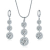 Women's Electroplated Zircon Drop Shape Necklace And Earrings Jewelry Set With Snake Bone Chain Water Drop Design