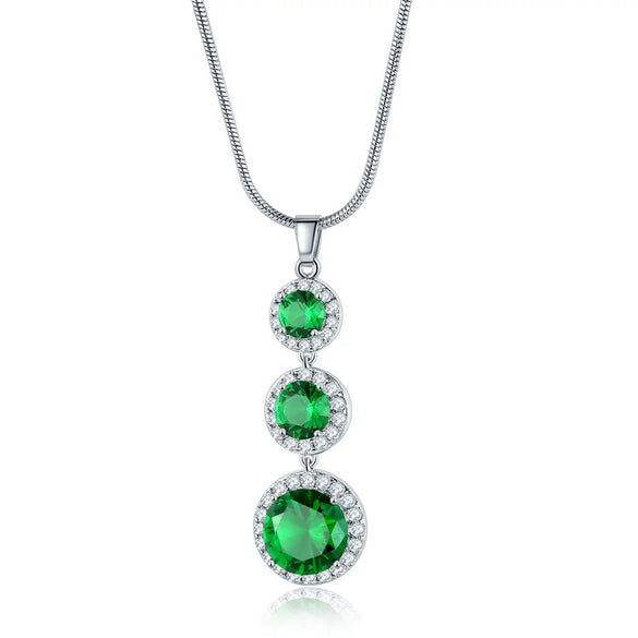 Women's Electroplated Zircon Drop Shape Necklace And Earrings Jewelry Set With Snake Bone Chain Water Drop Design