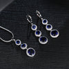 Women's Electroplated Zircon Drop Shape Necklace And Earrings Jewelry Set With Snake Bone Chain Water Drop Design