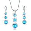 Women's Electroplated Zircon Drop Shape Necklace And Earrings Jewelry Set With Snake Bone Chain Water Drop Design