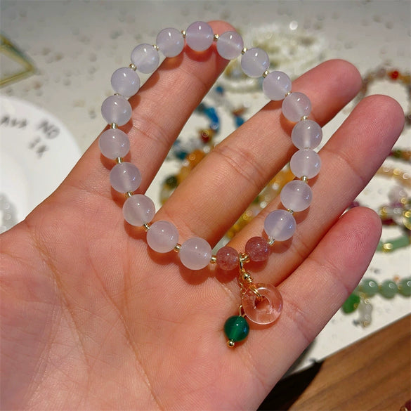 Women's Elegant Alloy Crystal And Freshwater Pearl Geometric Bangle Bracelet With Jade Style Accents