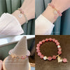 Women's Elegant Alloy Crystal And Freshwater Pearl Geometric Bangle Bracelet With Jade Style Accents