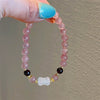Women's Elegant Alloy Crystal And Freshwater Pearl Geometric Bangle Bracelet With Jade Style Accents