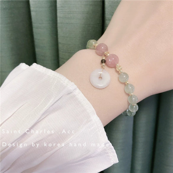 Women's Elegant Alloy Crystal And Freshwater Pearl Geometric Bangle Bracelet With Jade Style Accents