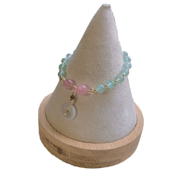 Women's Elegant Alloy Crystal And Freshwater Pearl Geometric Bangle Bracelet With Jade Style Accents