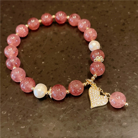 Women's Elegant Alloy Crystal And Freshwater Pearl Geometric Bangle Bracelet With Jade Style Accents