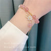 Women's Elegant Alloy Crystal And Freshwater Pearl Geometric Bangle Bracelet With Jade Style Accents
